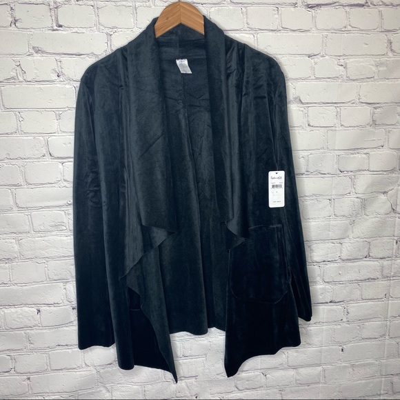 Splendid Velour Open Front Draped Cardigan - Picture 3 of 9